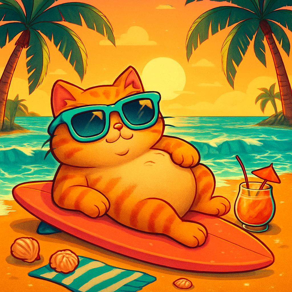Sunset Surfboard Cat Chill Paint by diamonds kits