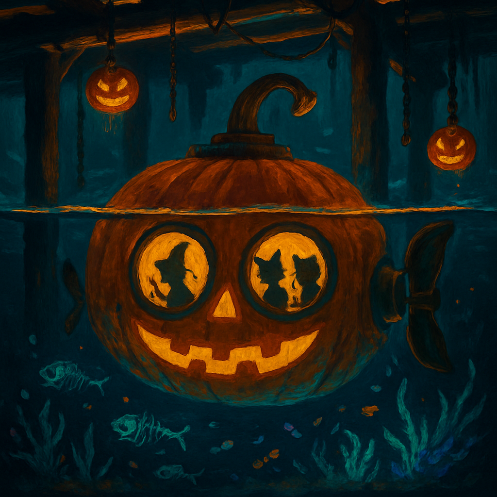 Pumpkin Submarine Beneath The Haunted Pier diamonded painting kits