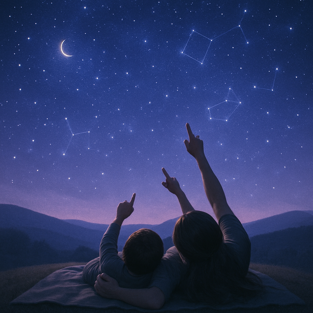 Stargazing Promises Under Mothers Watchful Sky DIY paint by diamonds