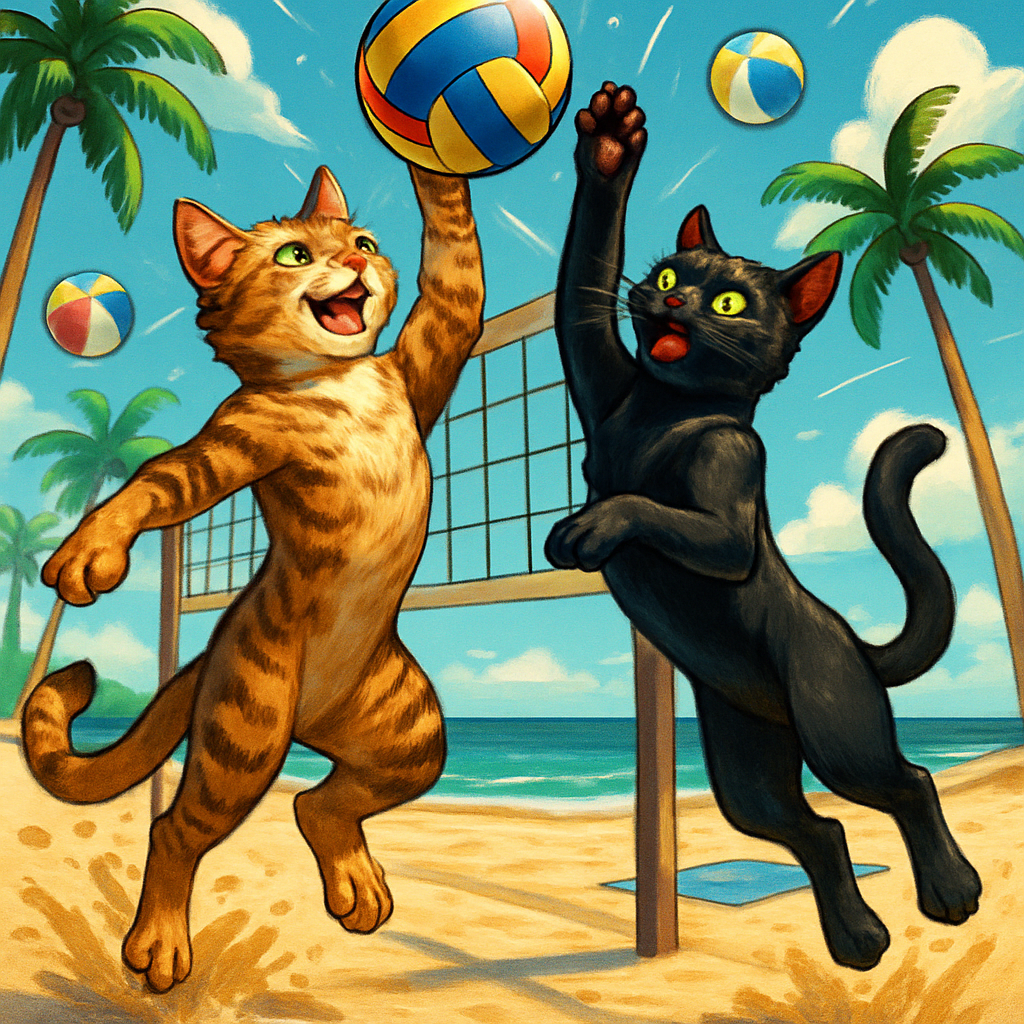 Beach Volleyball Cat Rally Paint by diamonds kits
