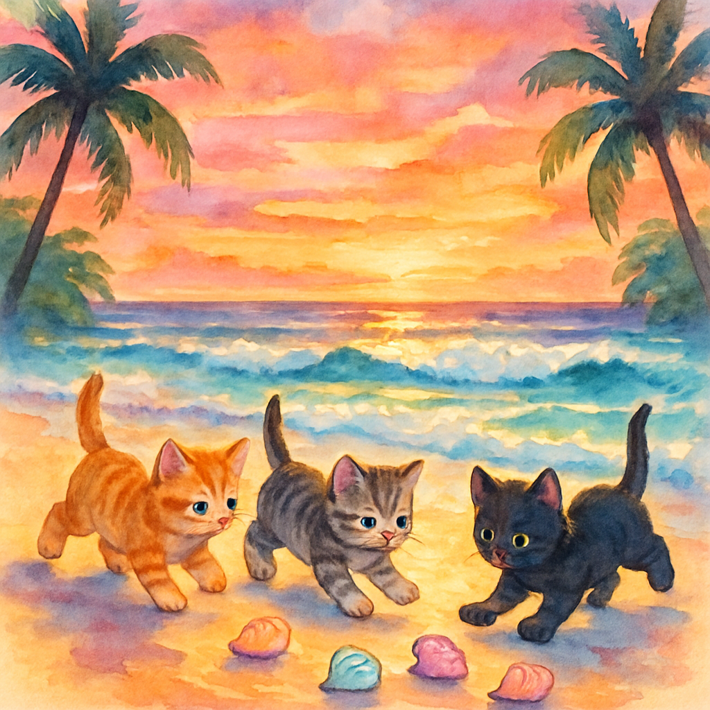 Shell Chaser Sunset Kitten Trio paint by color