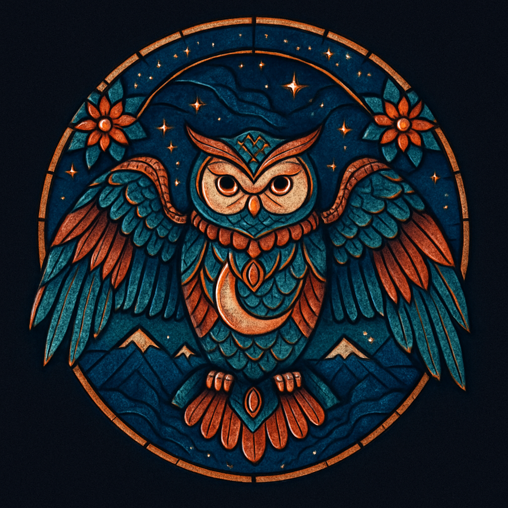 Stained Glass Owl Of Tranquil Starlight DIY paint by diamonds