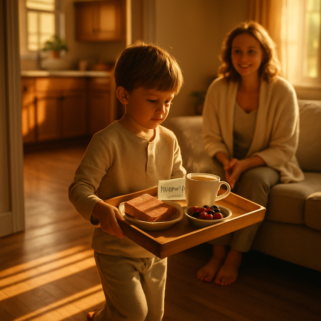 Golden Breakfast Gravity: The Tray That Lands With Love diamonded painting kits