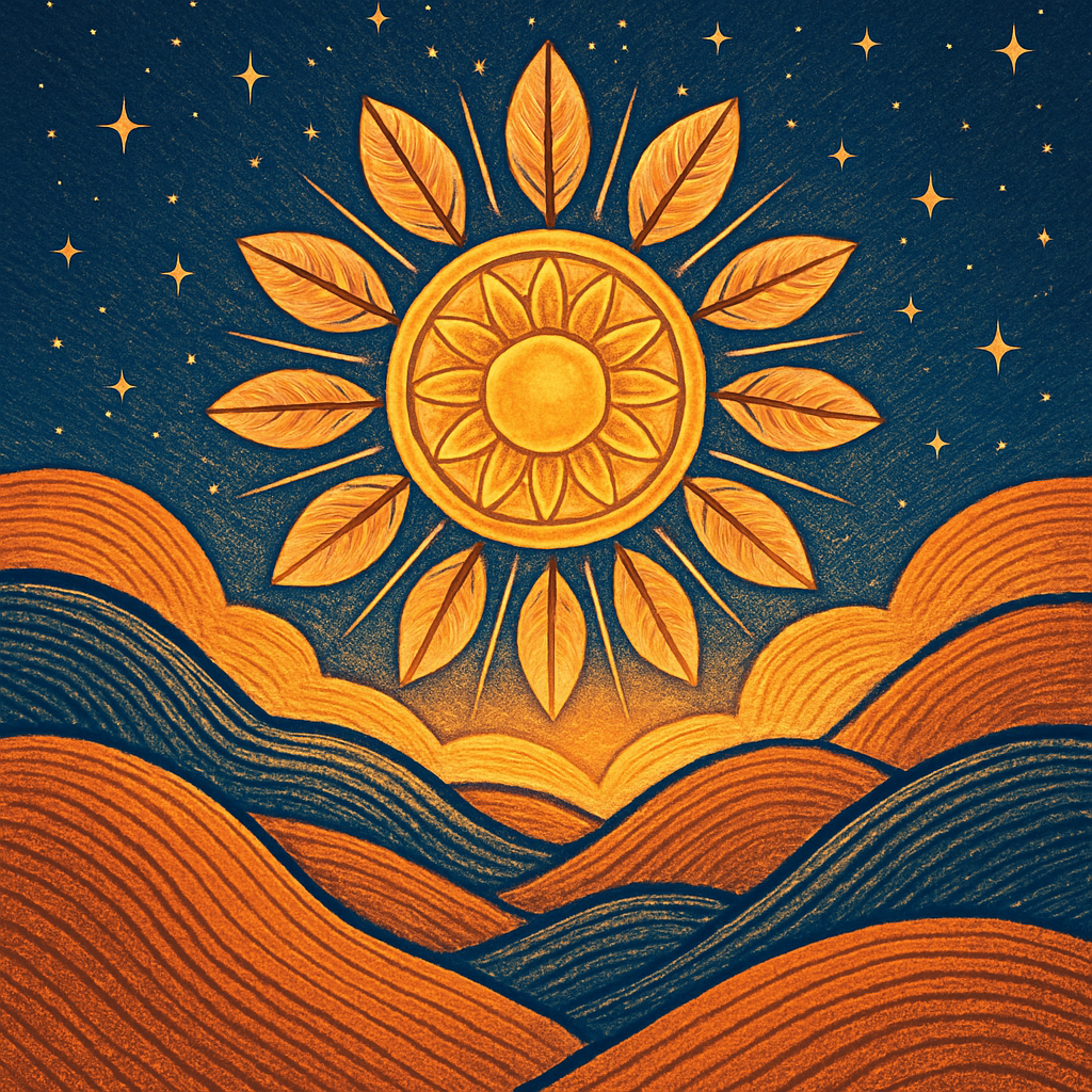 Sunwheel Dawn Above Layered Hills diamonded painting kits
