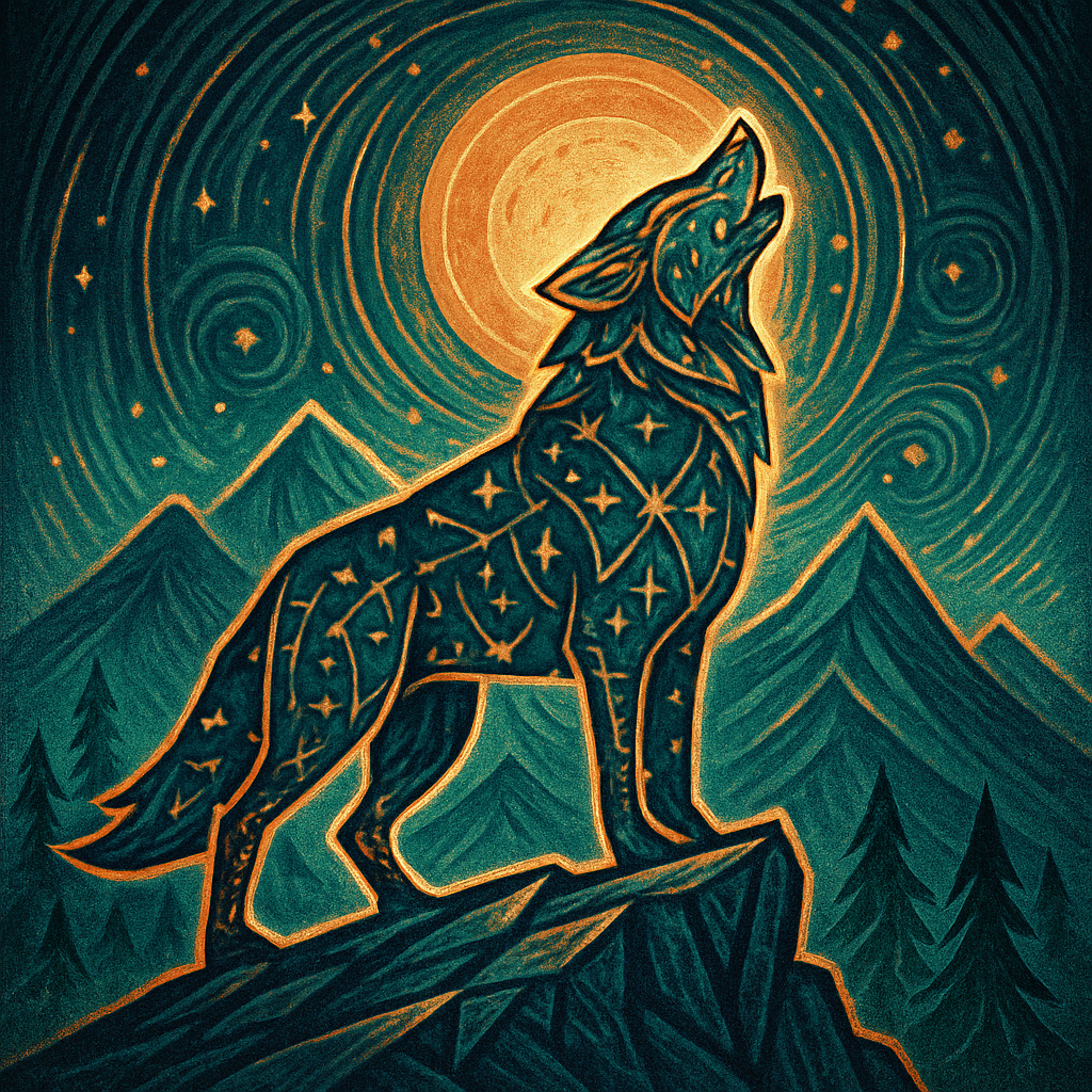Mountain Harmony Wolf Of The Star Ridge painting diamond kit