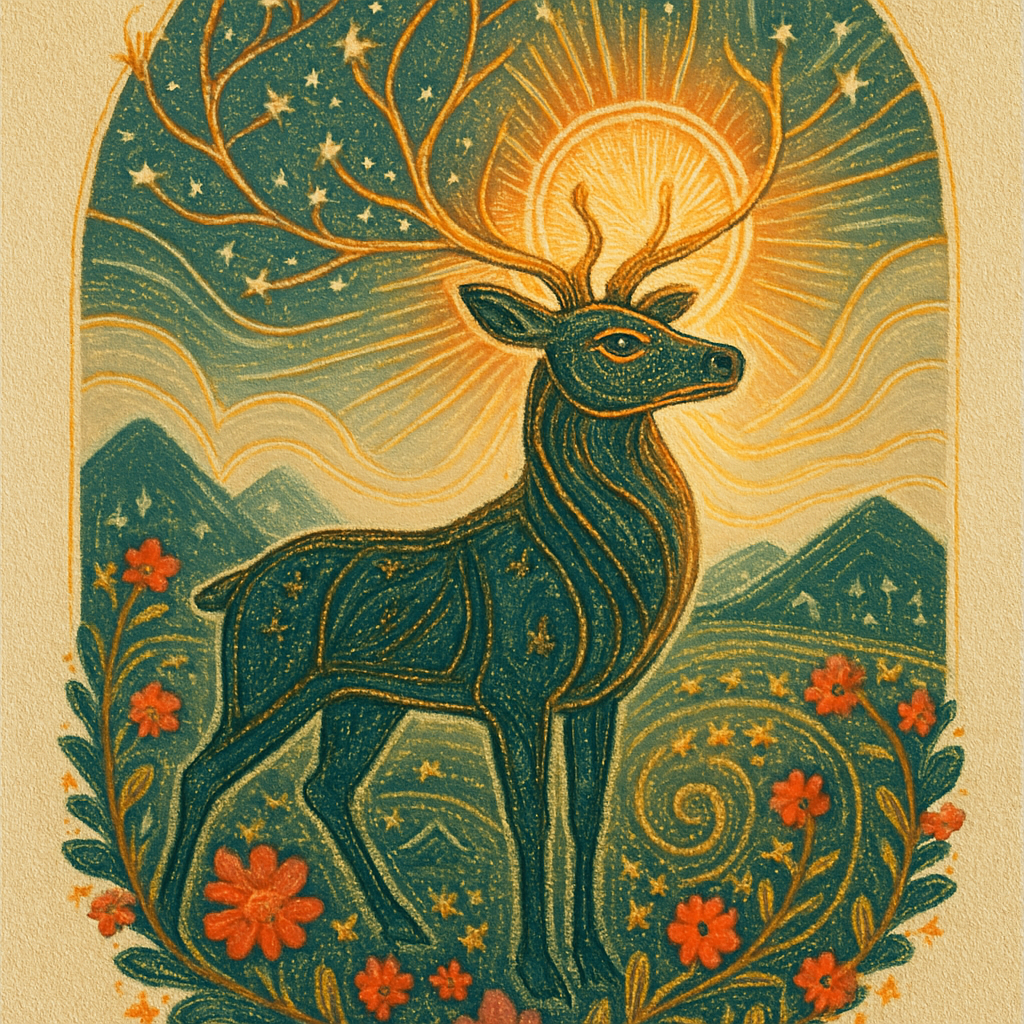 Sunrise Rune Deer In The Spiral Meadow DIY paint by diamonds