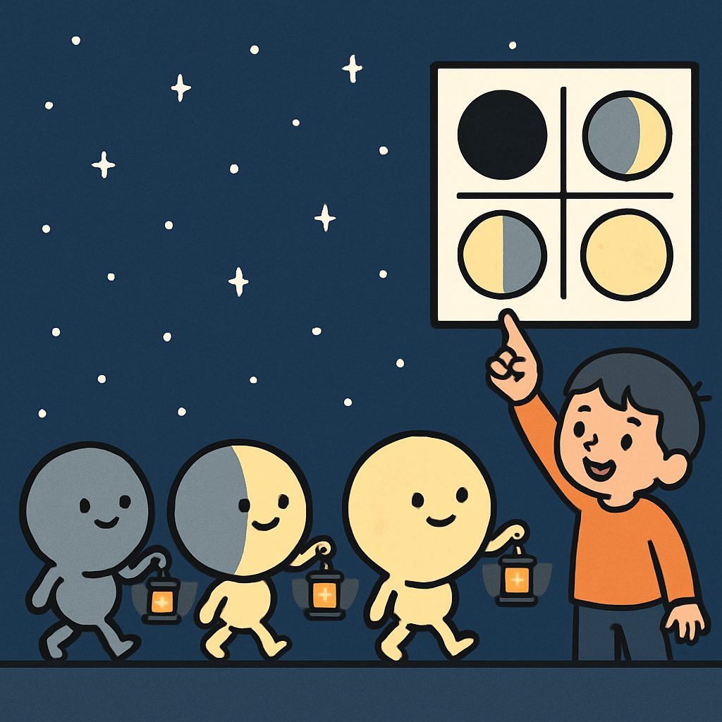 Moon Phase Parade With Lantern Moons diamond painting