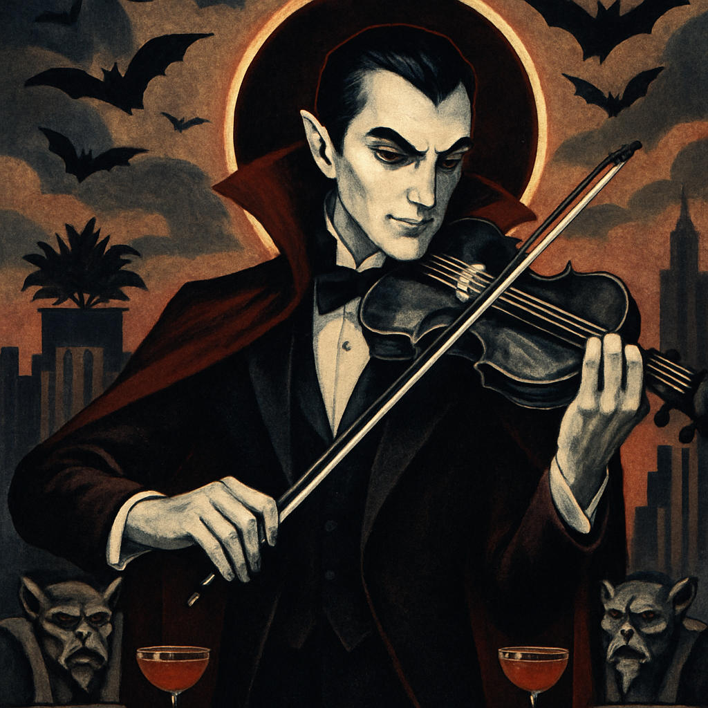 Vampire Violinist At The Rooftop Eclipse Soiree Paint by diamonds art
