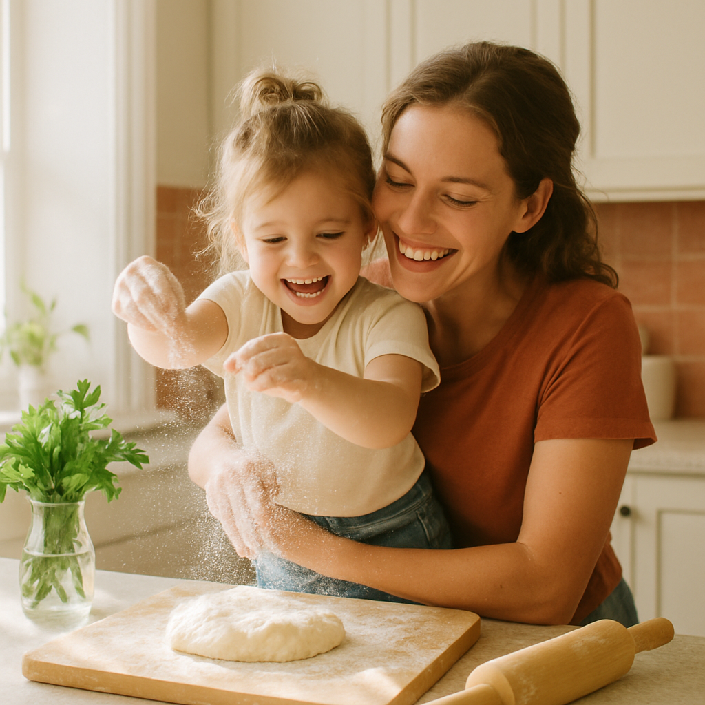 Flour And Laughter: Mother And Child Baking The Family Story Into Bread diamonded painting kits