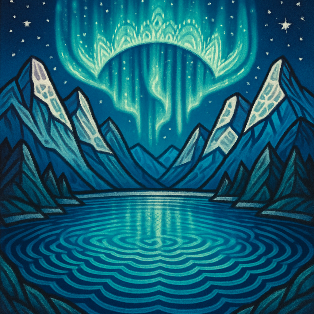 Crystal Lake Under The Aurora Crown DIY paint by diamonds