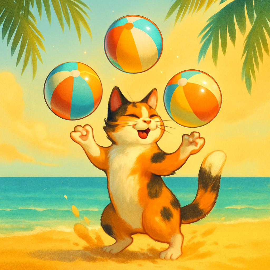 Beach Ball Juggle On Sun Warm Sand paint by diamonds