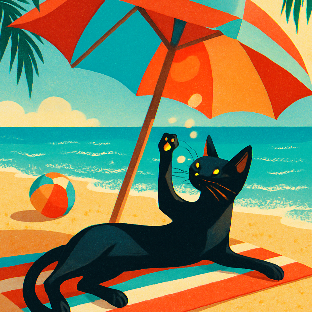 Sun Umbrella Shadow Play Cat paint by diamonds