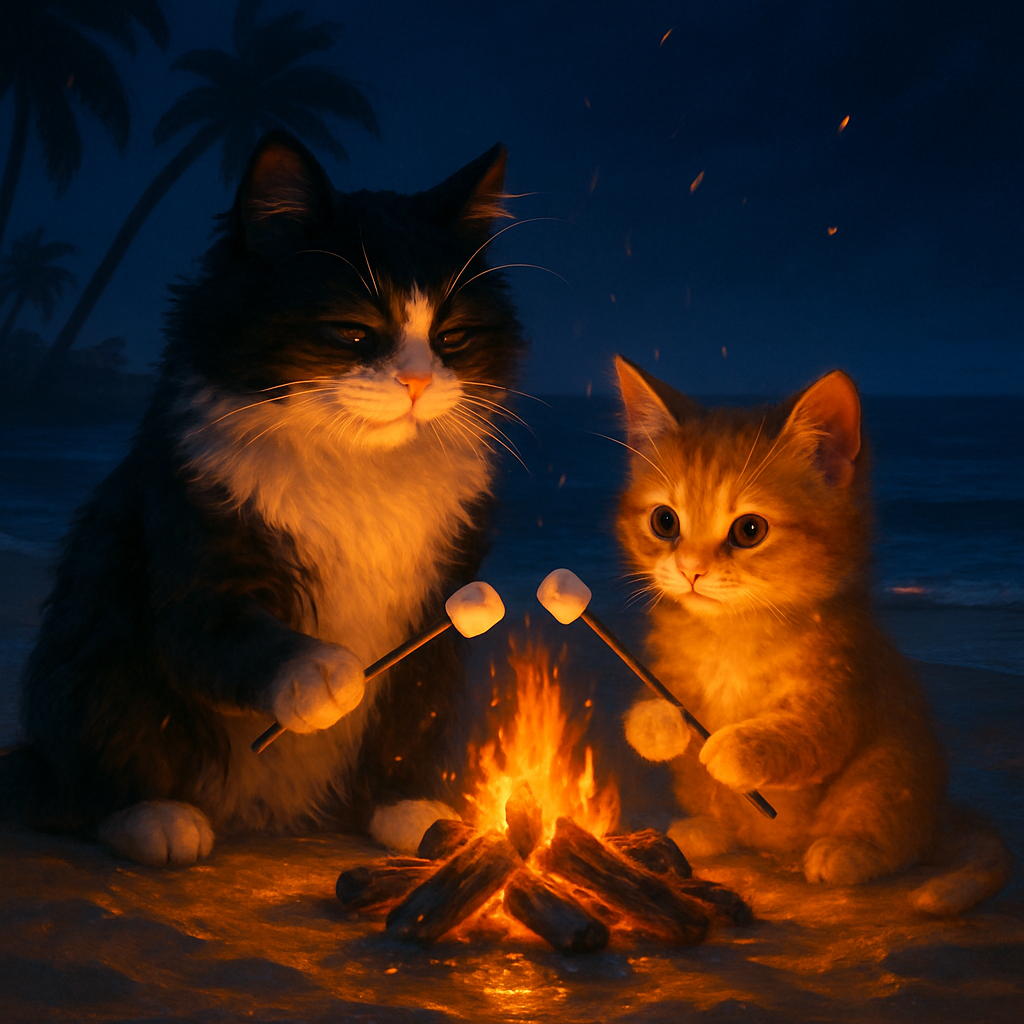Moonlit Bonfire Beach Paws Paint by diamonds art
