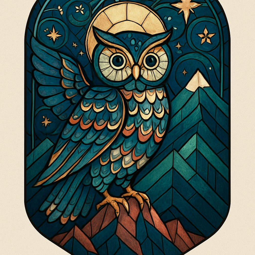 Stained Glass Owl Over The Mountain Harmony Ridge Paint by diamonds kits