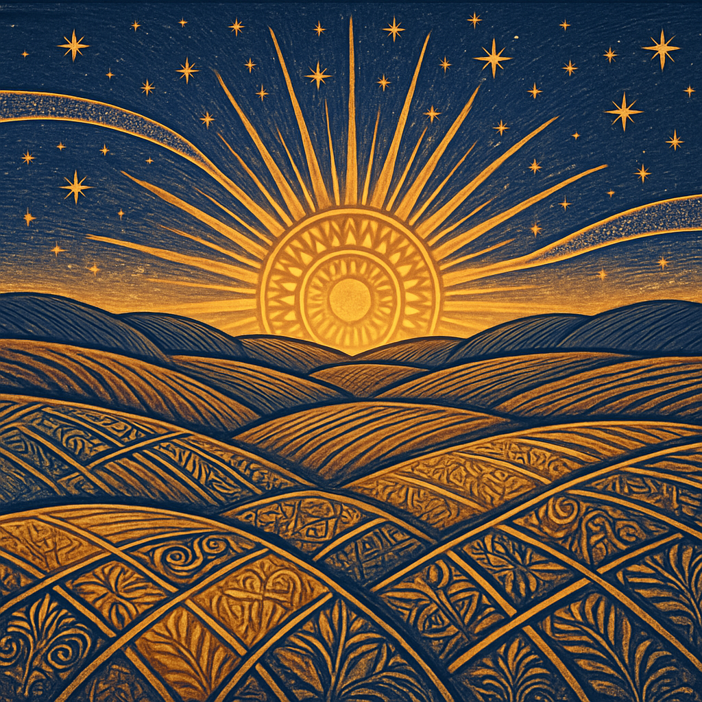Sunwheel Over Patterned Farmland painting diamond kit
