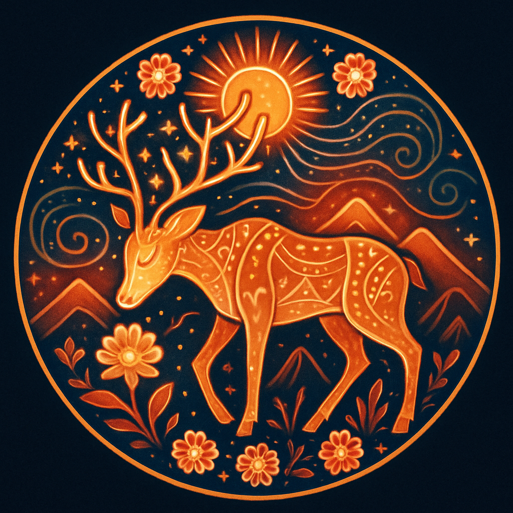 Radiant Sunrise Deer In The Solar Flower Grove DIY paint by diamonds