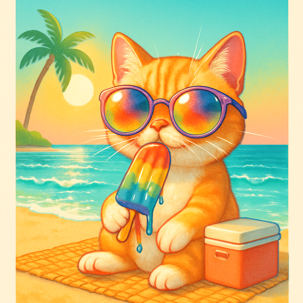 Galactic Popsicle Beach Cat paint by diamonds
