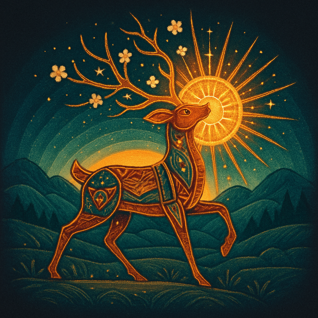 Dawn Loom Deer Of The Sunwheel Meadow paint by diamond