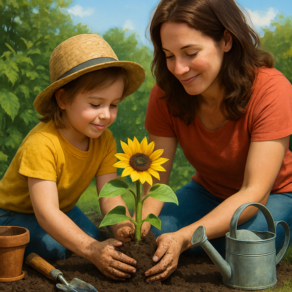 Garden Kneel And Bloom A Mothers Day Planting Ritual For Two Painting by diamonds kit