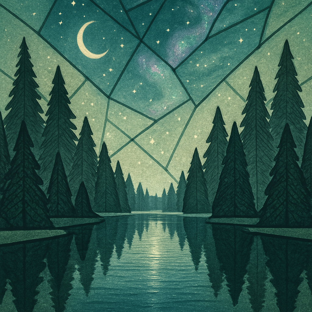 Silver Pine Lake Beneath A Prism Sky Painting by diamonds kit