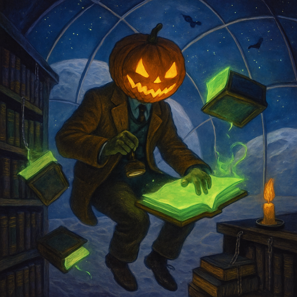 Lunar Library Pumpkin Archivist diamond painting