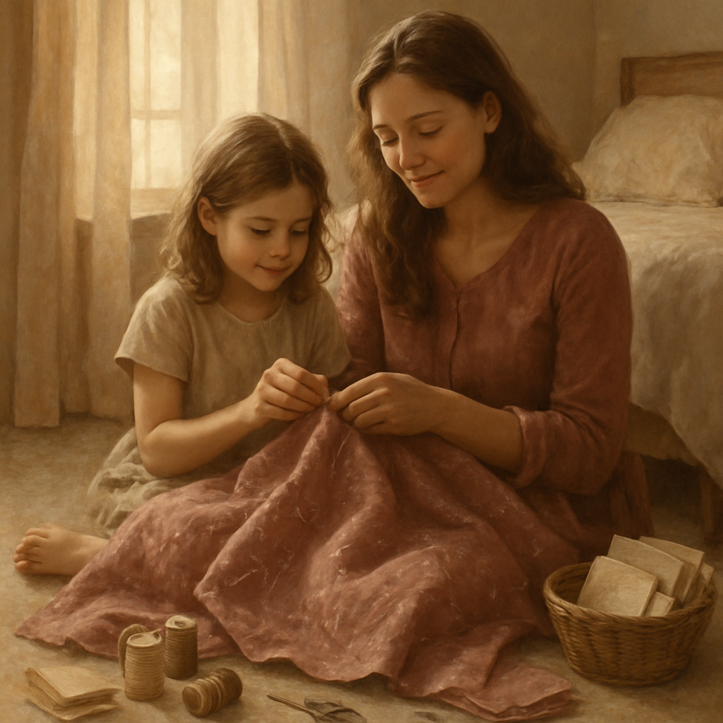 Threaded Constellations Quilt A Mother And Child Sewing Their Story Painting by diamonds kit