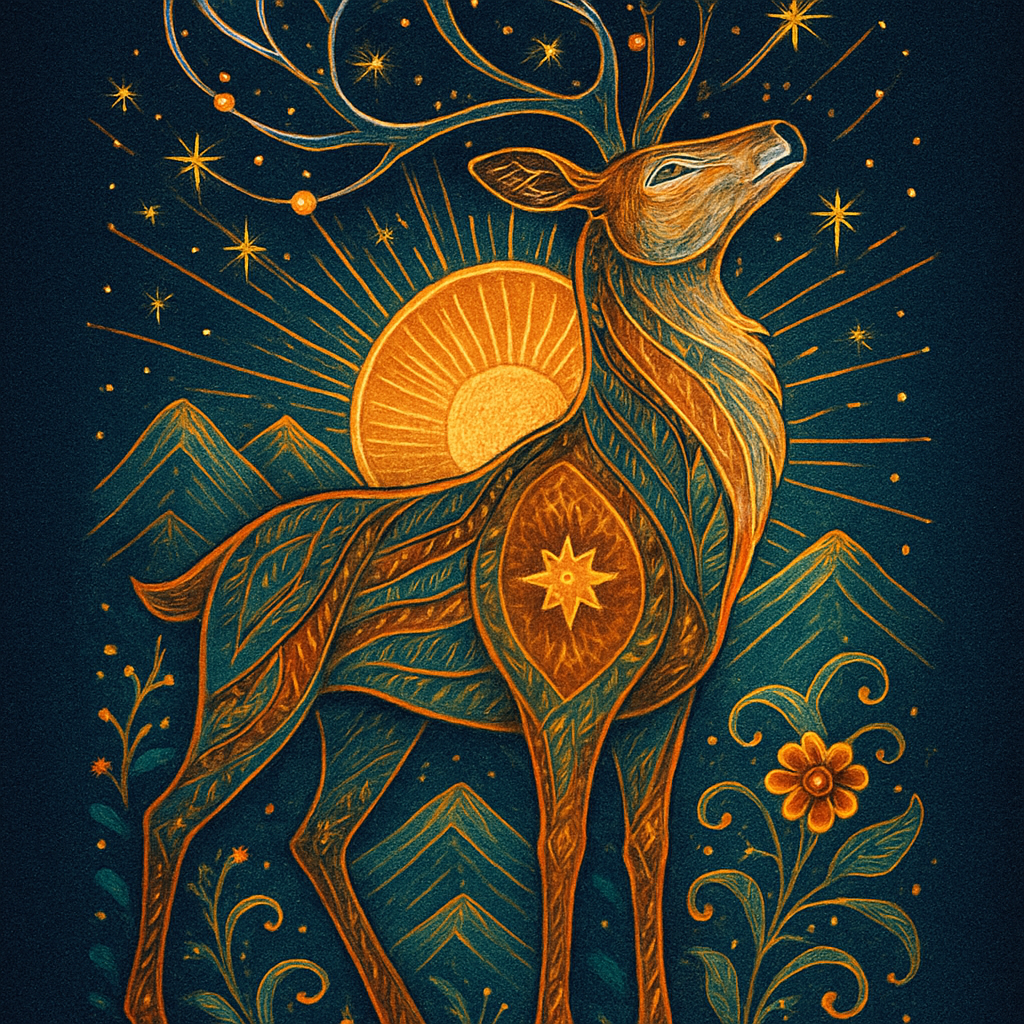 Sunrise Loom Deer With Radiant Antler Constellations DIY paint by diamonds