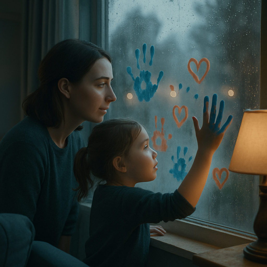 The Rainy Window Gallery Tiny Handprints Beside Moms paint by diamonds