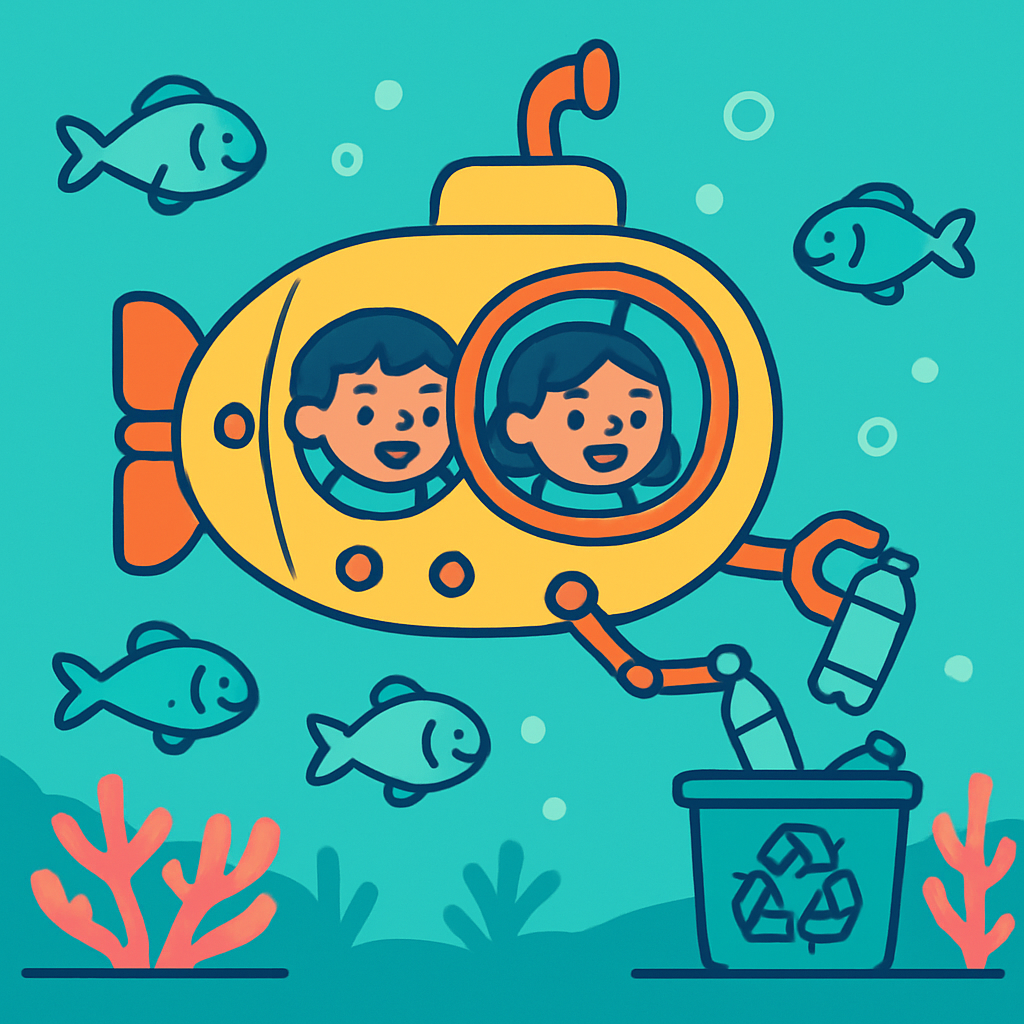 Coral Reef Cleanup Submarine Team diamond painting