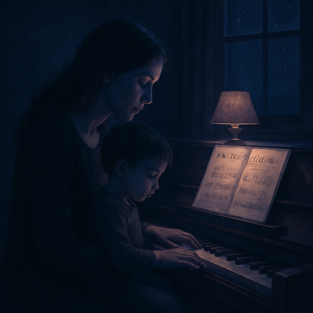 Lullaby Under Quiet Stars Mother And Child At The Piano diamond painting