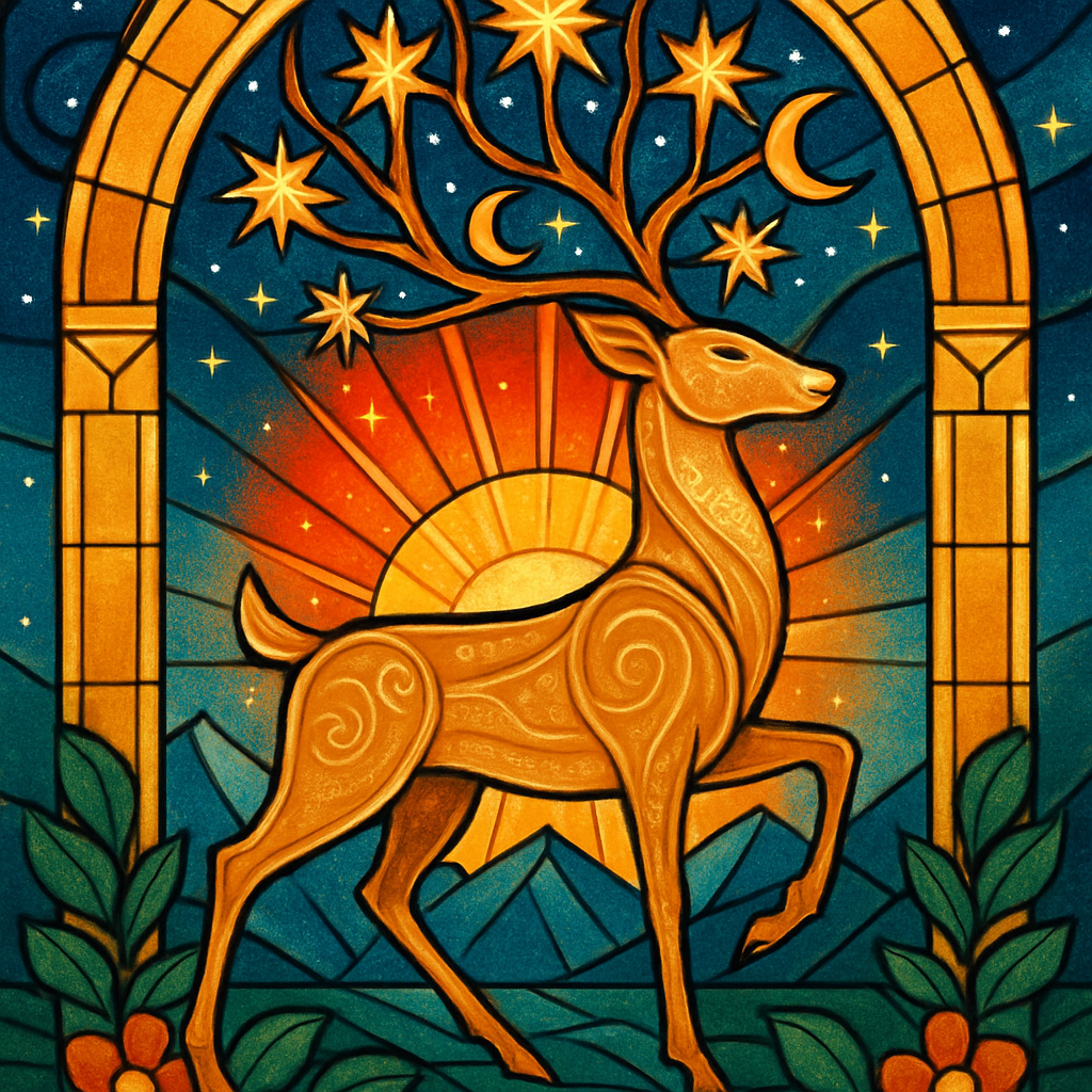 Dawn Prism Deer At The Sun Gate paint by color