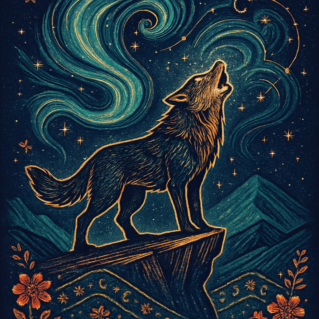 Aurora Howl Wolf Over Woven Peaks Paint by diamonds kits