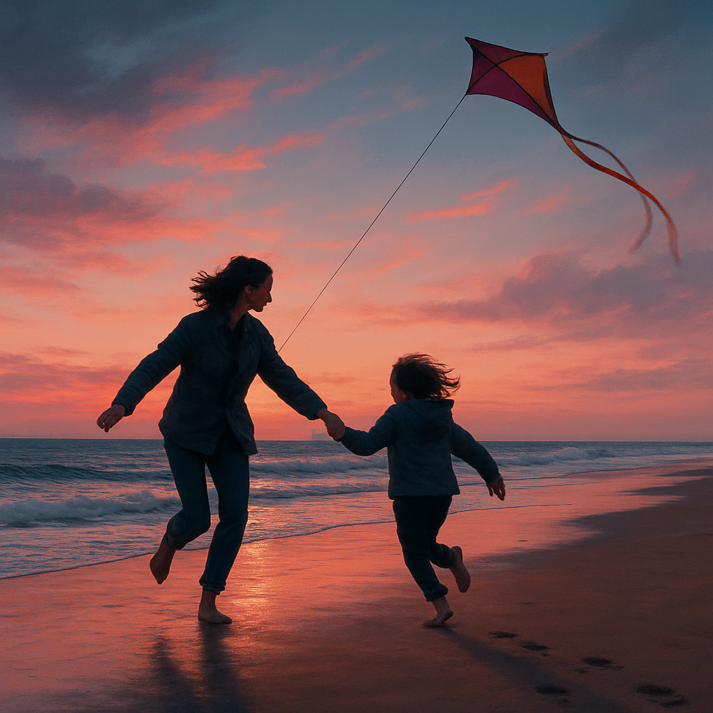 Kite Strings And Ocean Breath Shared At Dusk paint by diamond
