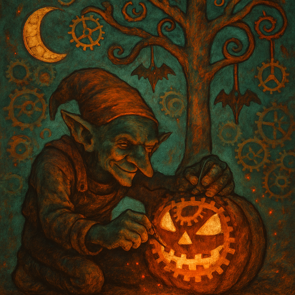 Pumpkin Lanternwright In The Clockwork Orchard diamond painting