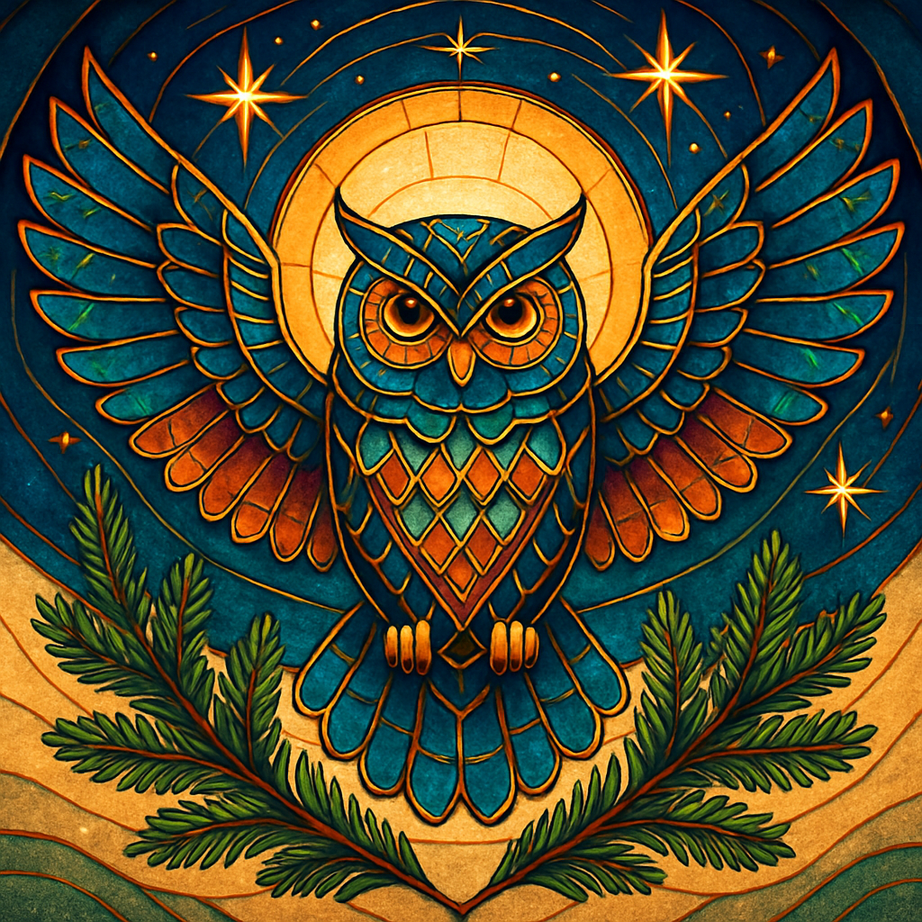 Stained Glass Owl Over The Dreaming Pines Paint by diamonds kits
