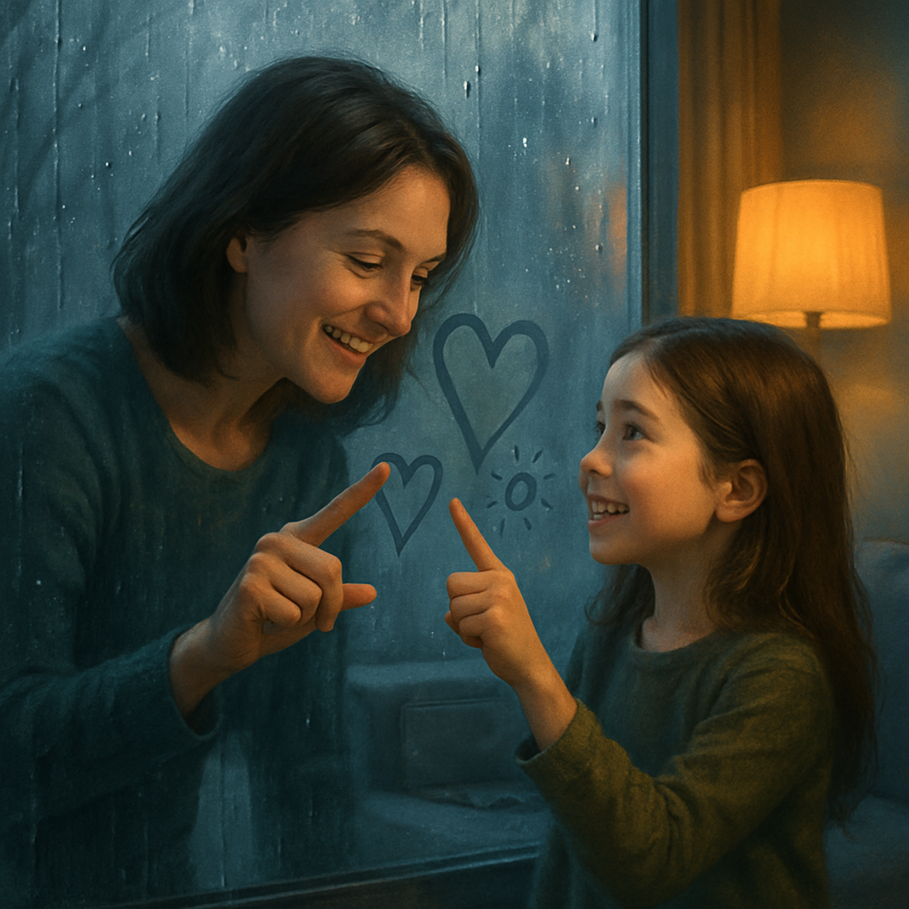 Rainy Window Promises Finger Painted Hearts On A Quiet Afternoon diamonded painting kits
