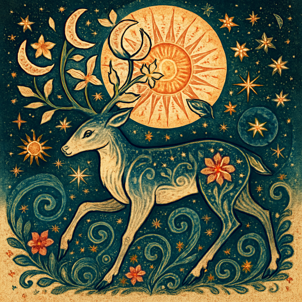 Celestial Deer In The Sunwheel Meadow DIY paint by diamonds