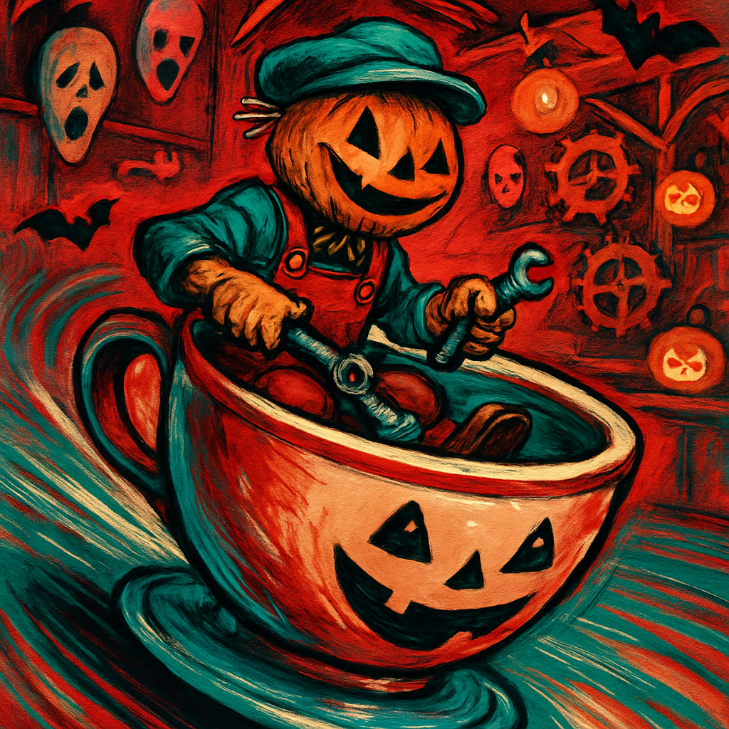 Haunted Teacup Ride In The Moonlit Carnival Workshop paint by diamonds