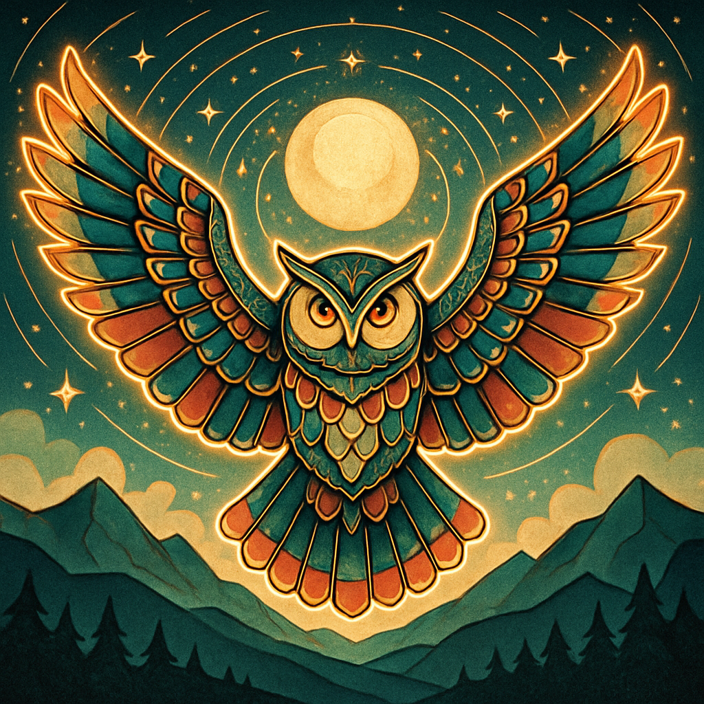 Stained Glass Owl Above The Mountain Hymn paint by diamonds