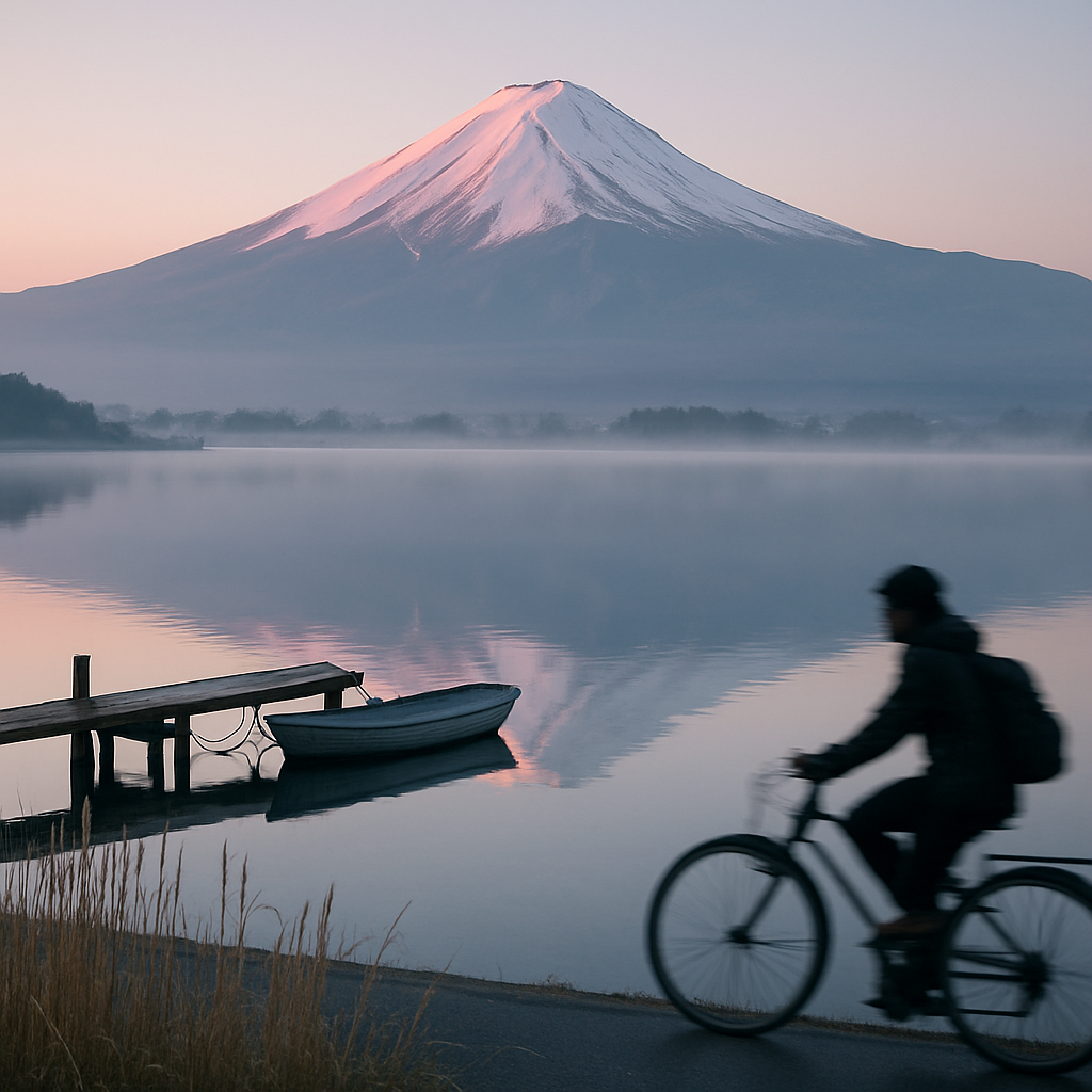 Dawn Reflection Of Mount Fuji At Lake Kawaguchi With Mist painting diamond kit