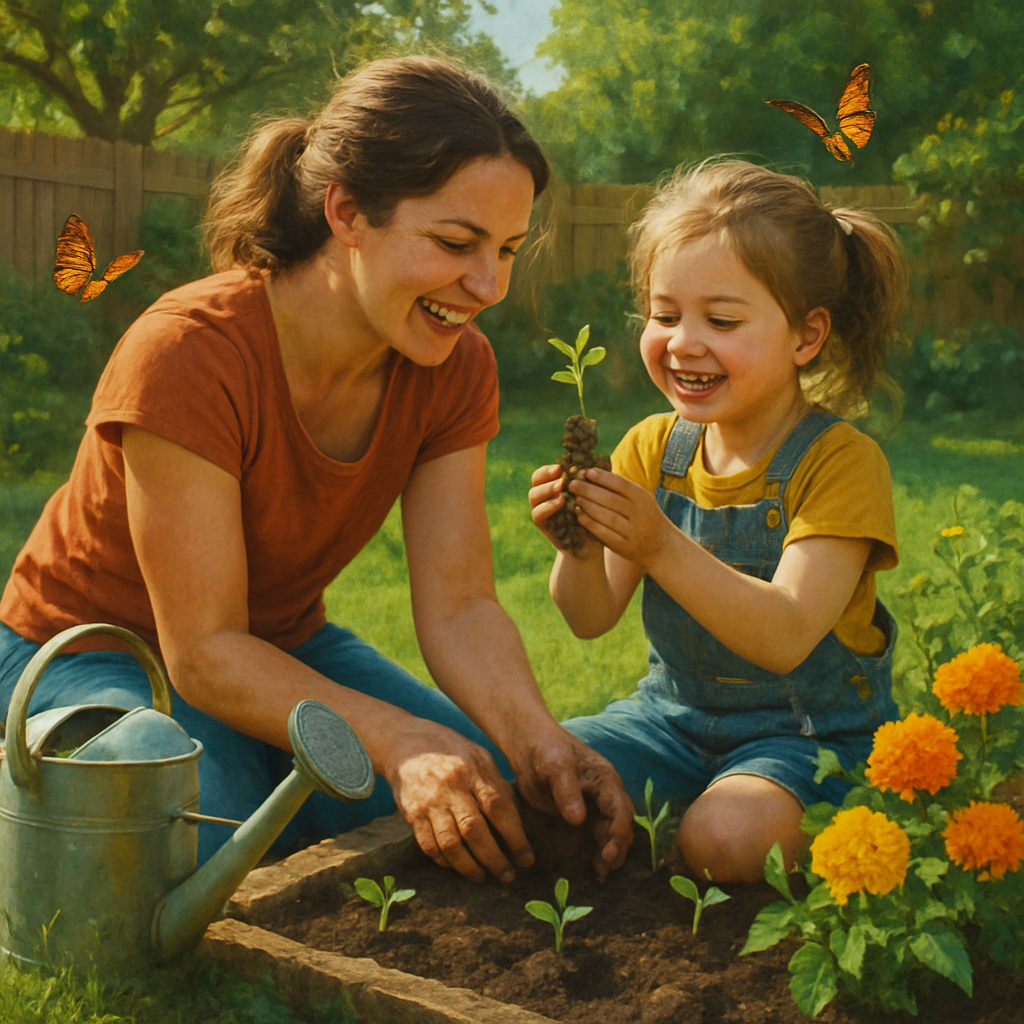 Garden Knees And Sunlit Giggles In The Backyard Patch paint by diamonds
