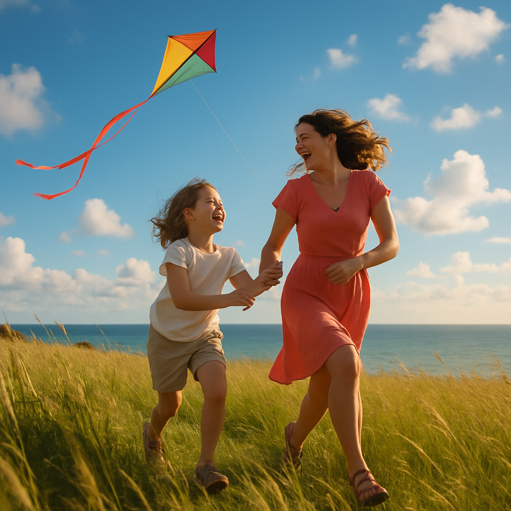 Kite String Promise Mother And Child Tugging Joy From The Wind Paint by diamonds kits