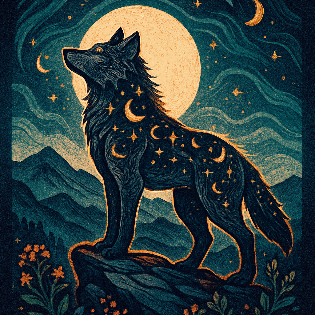 Mountain Harmony Wolf With Constellation Mantle paint by diamond