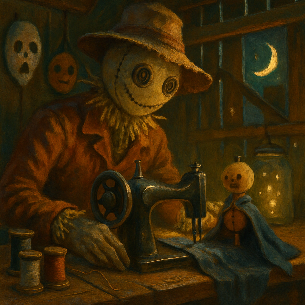 The Patchwork Scarecrow Tailor In A Moonlit Workshop Paint by diamonds kits