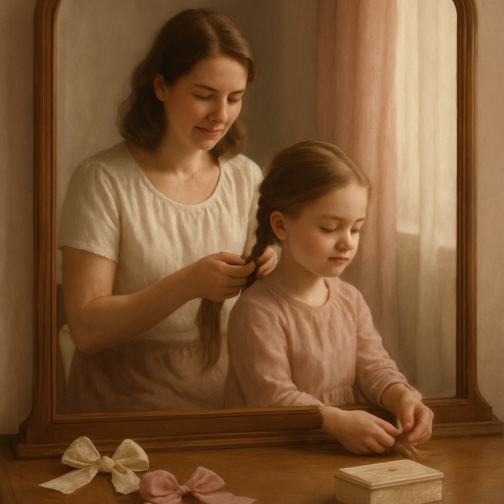 Mirror Of Tomorrow Mother Braiding A Childs Hair Before A Celebration paint by color