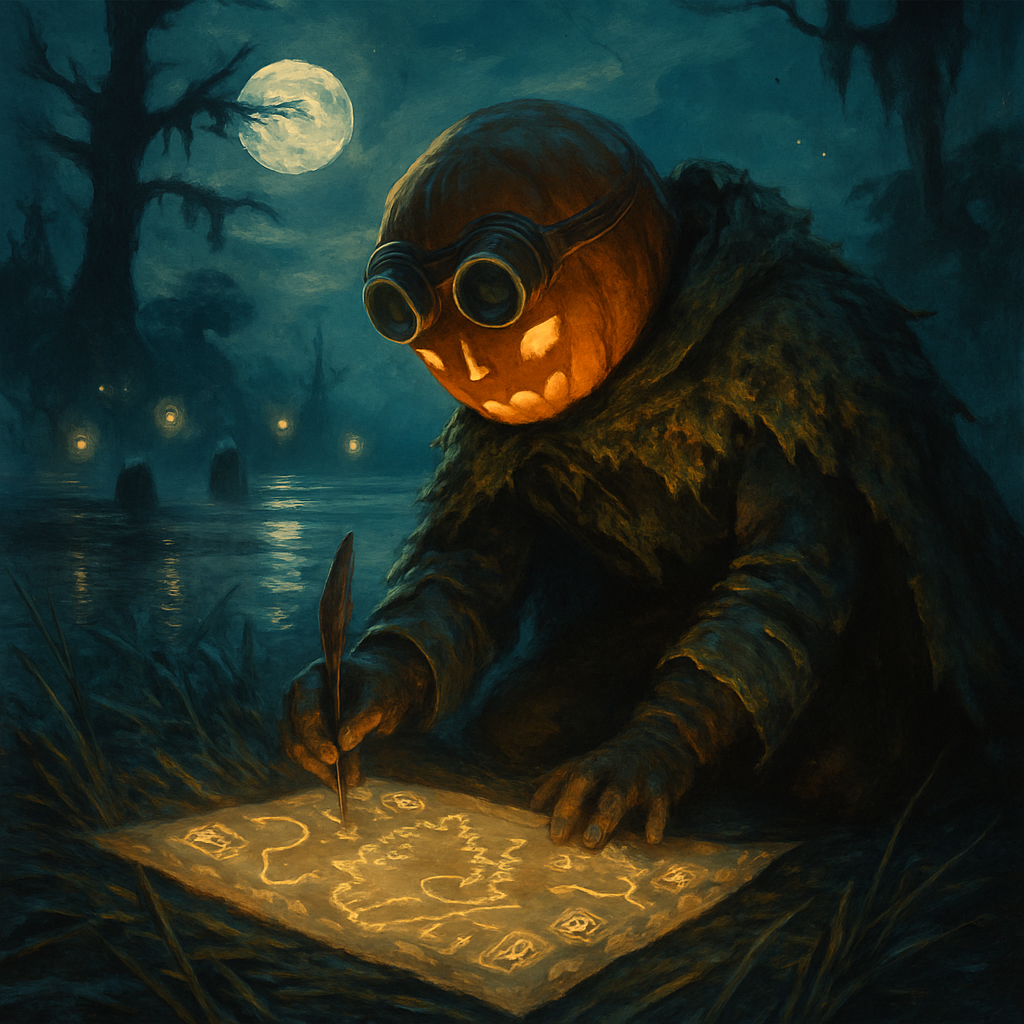 The Pumpkin Cartographer Of Moonlit Marshes diamonded painting kits