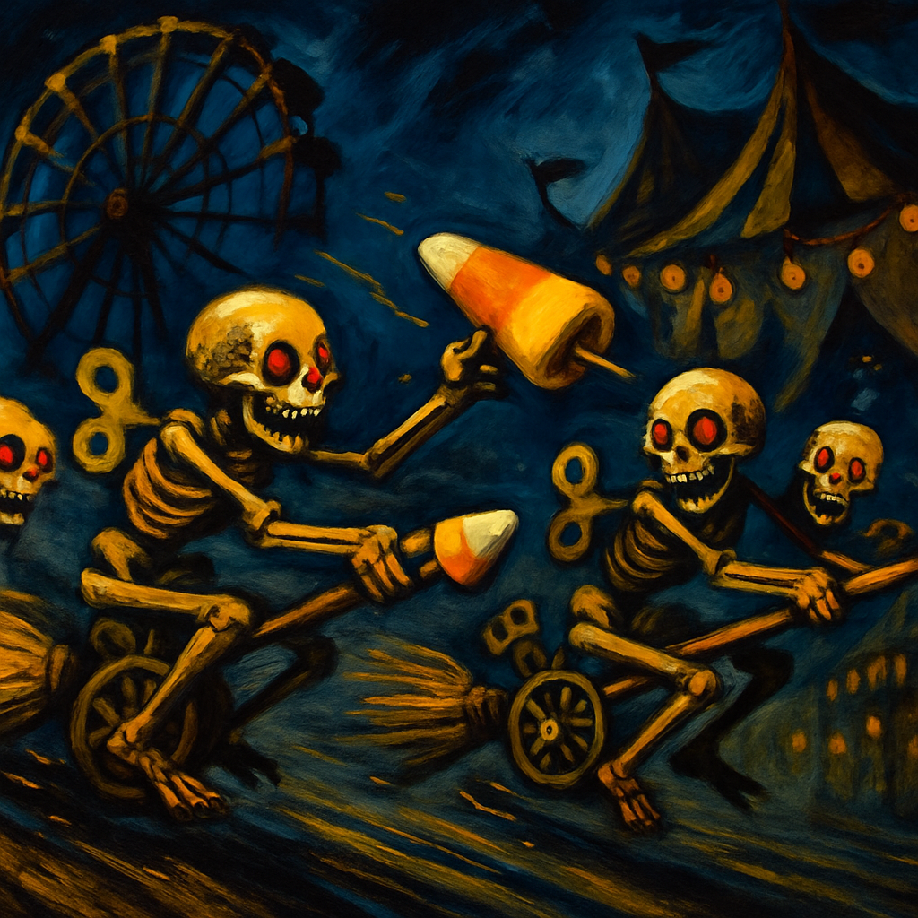 Clockwork Broomstick Relay At The Haunted Fairground paint by diamonds