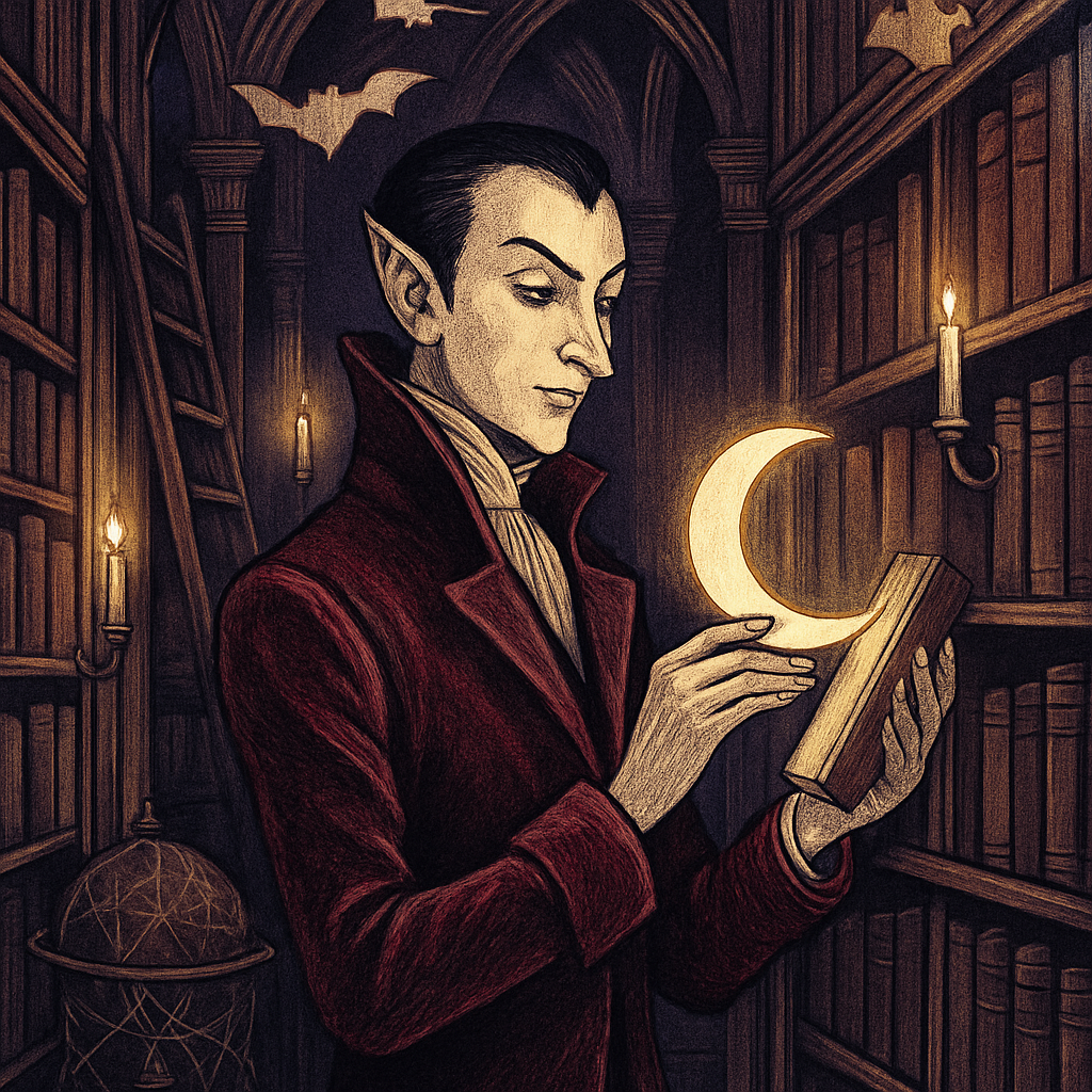 The Velvet Vampire Librarian Returns The Moon painting diamond kit