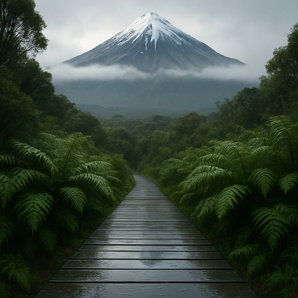 First Snow On Mount Taranaki From Egmont Forest Edge painting diamond kit