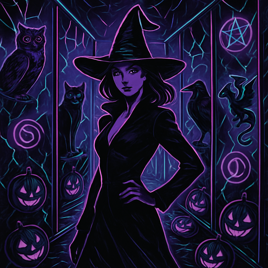 The Mirror Maze Witch And Her Reflected Familiars diamonded painting kits